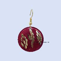 Metal Earrings [round Shape], Red
