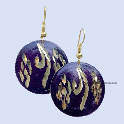 Metal Earrings [round Shape], Purple
