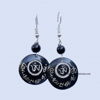 Metal Earrings [mantra Printed], Black