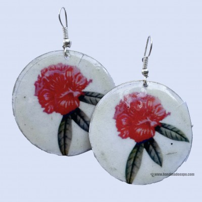 Metal Earrings [rhododendron Printed]