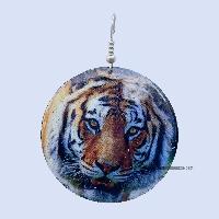 Metal Earrings [tiger Face Printed]