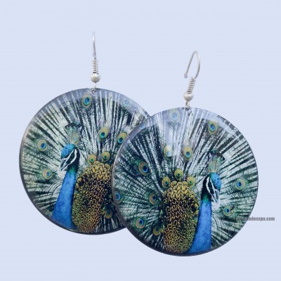 Metal Earrings [peacock Printed]