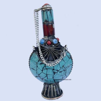 Unique Collectible Snuff Bottle, Nars Dani, With [metal Setting]