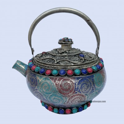 Metal Tea And Water Offering Vessel, Multi Color