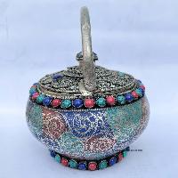 Metal Tea And Water Offering Vessel, Multi Color