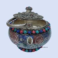 Metal Tea And Water Offering Vessel, Multi Color