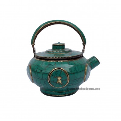 Tibetan Tea And Water Offering Vessel, [tourquise Stone] And [metal Setting]