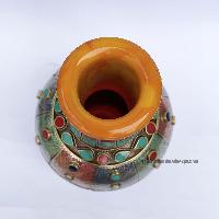 Imitation Amber Flower Vase With [tourquise, Coral And Lapis Stone] And [metal Setting]