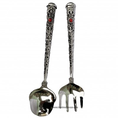 Metal Set Of Spoon And Fork, [silver]