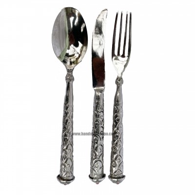 Metal Set Of Spoon, Fork And Butter Knife, [silver]