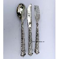 Metal Set Of Spoon, Fork And Butter Knife, [silver]