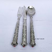Metal Set Of Spoon, Fork And Butter Knife, [silver]