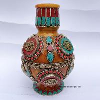Imitation Amber Flower Vase With [stone And [metal Setting]