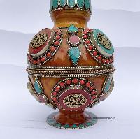 Imitation Amber Flower Vase With [stone And [metal Setting]