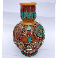 Imitation Amber Flower Vase With [stone And [metal Setting]