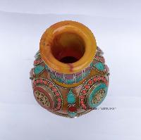 Imitation Amber Flower Vase With [stone And [metal Setting]