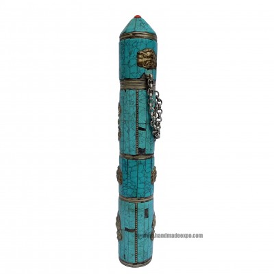 Hand Beaten Metal Incense Holder, With Incense Holder, [tourquise Stone Setting]
