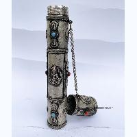 Hand Beaten Metal Incense Holder, Silver Plated Antique