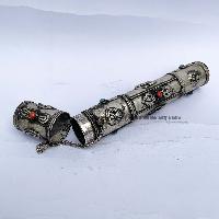 Hand Beaten Metal Incense Holder, Silver Plated Antique