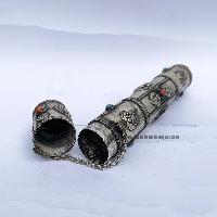 Hand Beaten Metal Incense Holder, Silver Plated Antique