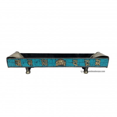 Hand Beaten Metal Incense Burner, [tourquise Stone Setting]