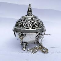 Hand Beaten Metal Incense Burner, [silver Plated], [hanging & Swinging]