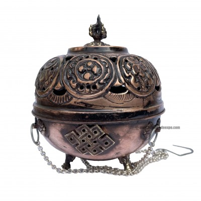 Hand Beaten Metal Incense Burner, [brass And Copper], [hanging & Swinging]