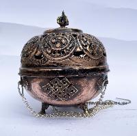 Hand Beaten Metal Incense Burner, [brass And Copper], [hanging & Swinging]