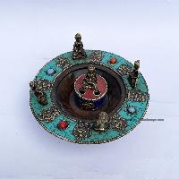 Hand Beaten Metal Dhakya Cup [tourquise With Stone Setting]