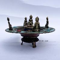 Hand Beaten Metal Dhakya Cup [tourquise With Stone Setting]