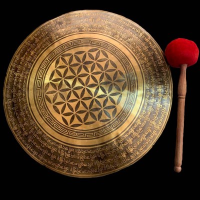 Tibetan [handmade] Gongs, [flower Design Design], Wind Gong, Flat Gong