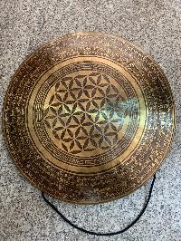 Tibetan [handmade] Gongs, [flower Design Design], Wind Gong, Flat Gong