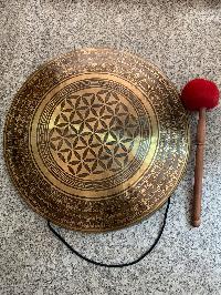 Tibetan [handmade] Gongs, [flower Design Design], Wind Gong, Flat Gong