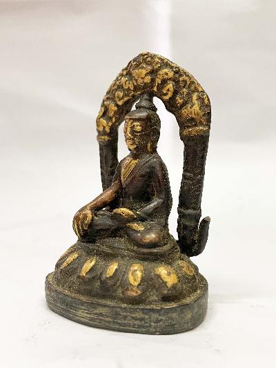 Buddhist Statue Of Shakyamuni Buddha, [golden Paint And Antique Finishing]