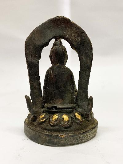 Buddhist Statue Of Shakyamuni Buddha, [golden Paint And Antique Finishing]