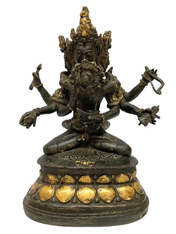 Buddhist Statue Of Guhyasamaja, [golden Paint And Antique Finishing]