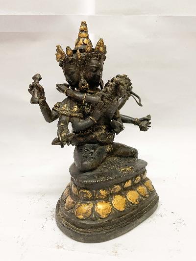 Buddhist Statue Of Guhyasamaja, [golden Paint And Antique Finishing]