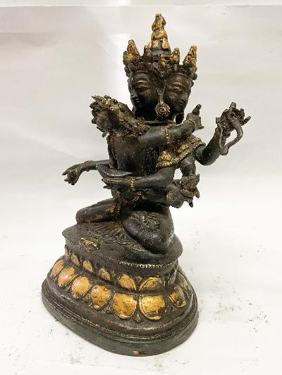 Buddhist Statue Of Guhyasamaja, [golden Paint And Antique Finishing]