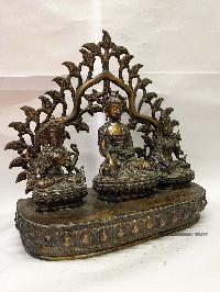 Set Of Buddhist Statue Of Shakyamuni Buddha, White Tara, And Green Tara [bronze, Antique]