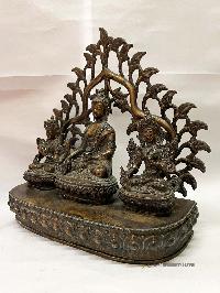 Set Of Buddhist Statue Of Shakyamuni Buddha, White Tara, And Green Tara [bronze, Antique]