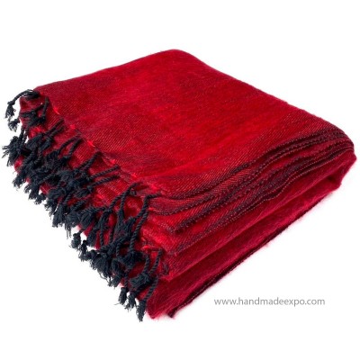 Yak Wool Blanket, Nepali Acrylic Hand Loom Blanket, [red]