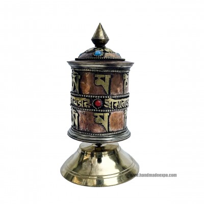 Table Prayer Wheel, With Mantra Inside, [stone Setting]