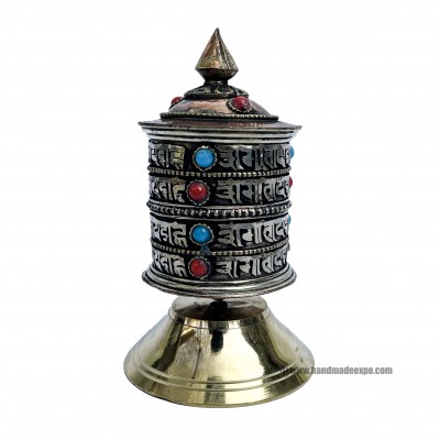 Table Prayer Wheel, With Mantra Inside, [stone Setting]