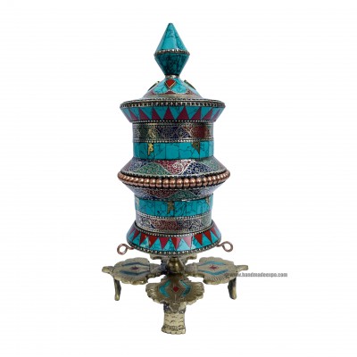 Table Prayer Wheel, With Mantra Inside, [double Vajra]
