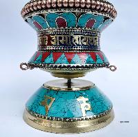 Table Prayer Wheel, With Mantra Inside, [stone Setting]