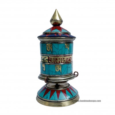 Table Prayer Wheel, With Mantra Inside, [stone Setting]