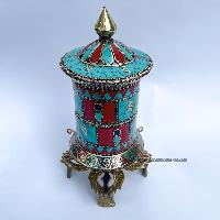 Table Prayer Wheel, With Mantra Inside, [stone Setting]
