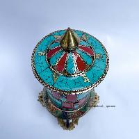 Table Prayer Wheel, With Mantra Inside, [stone Setting]
