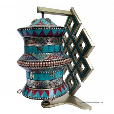 Table Prayer Wheel, With Mantra Inside, [stone Setting], Wall Mountable