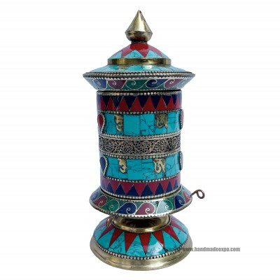 Table Prayer Wheel, With Mantra Inside, [stone Setting]